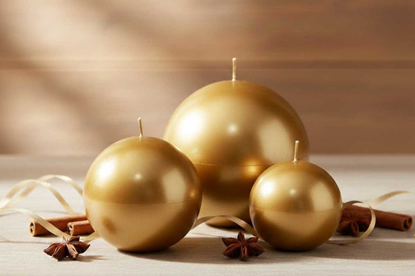 Candela sfera oro lucido