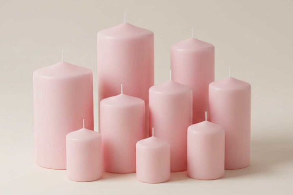 Candela cilindro rosa decorativa