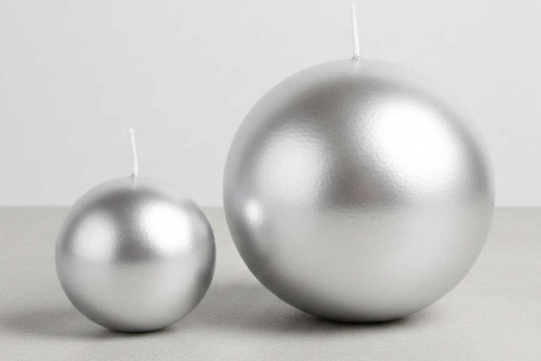 Candela sfera argento metallizzato