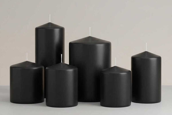 Candela cilindro nera altezza