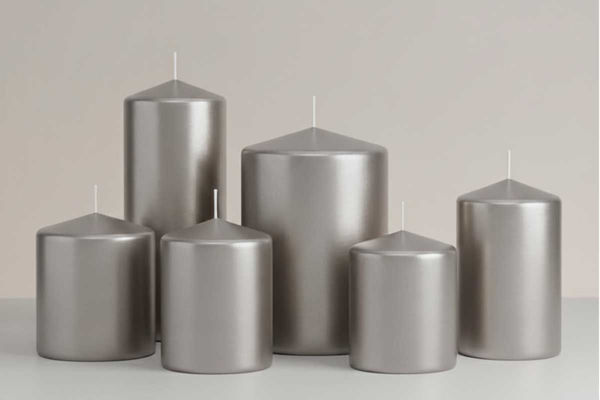 Candela cilindro argento