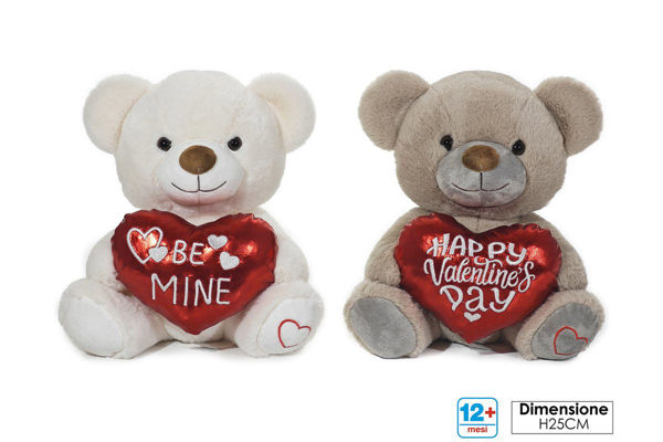Immagine di Orsetto Peluche con Cuore San Valentino 25 cm