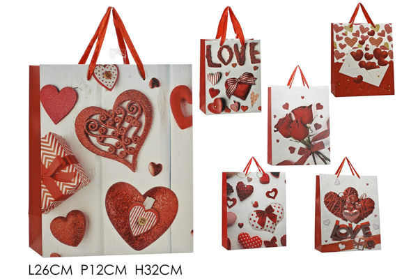 shopper regalo love in carta con manici 26×12×32 cm