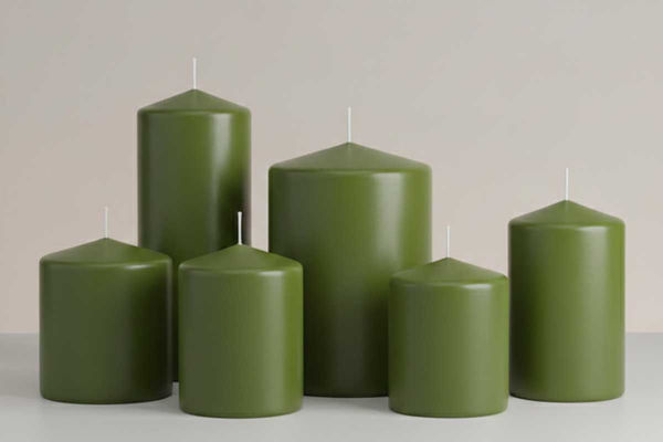 Candela cilindro verde oliva