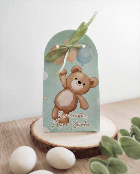 Scatola orsetto personalizzabile con nome bambino per nascita e compleanno
