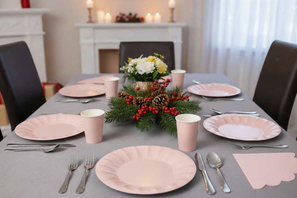 Piatti bicchieri e tovaglioli Wavy Rosa Baby