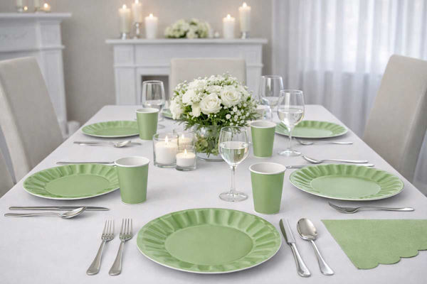 Coordinato tavola Wavy olive green