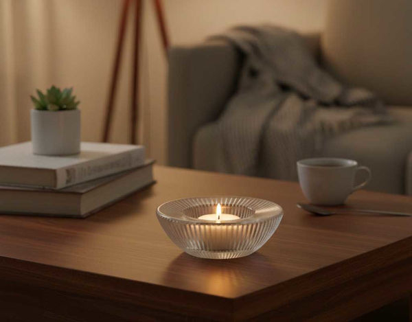 Portacandela in vetro d.7,5x2,5 cm