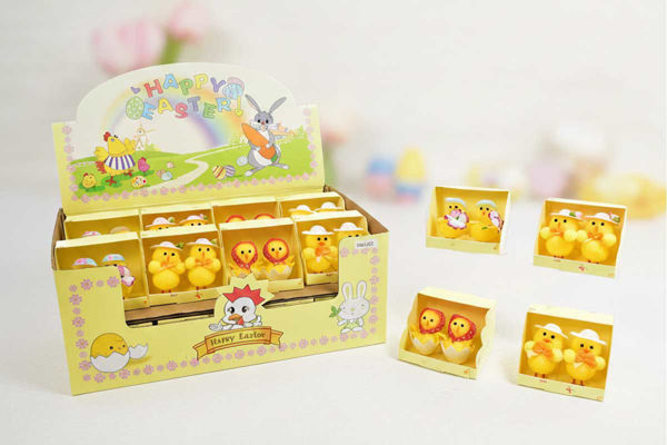 Pulcini decorativi pasquali in set da 2 per decorazione