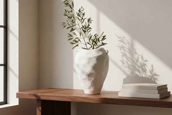 Vaso in ceramica 29,5x29,5xh.38 cm per arredamento