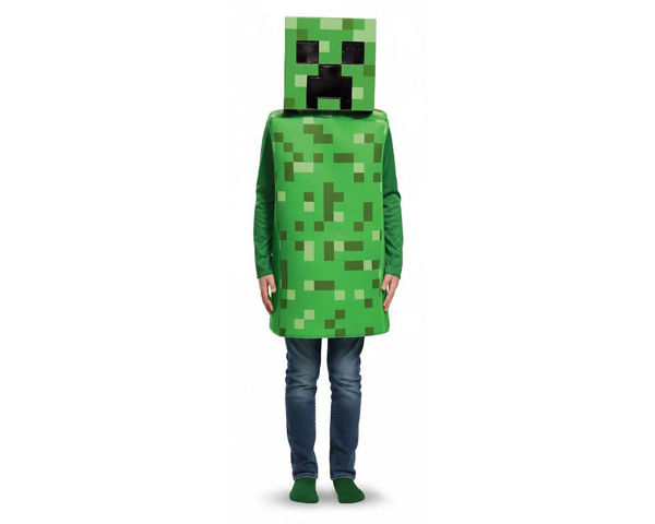 Costume Minecraft Creeper 3D per bambino con indicazione taglie e codici prodotto