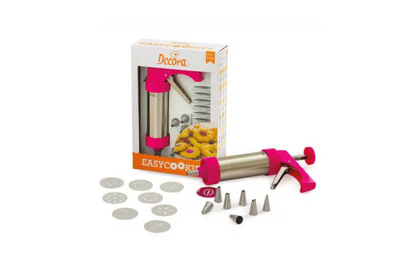 Pistola per biscotti Decora con 13 trafile e 8 beccucci per biscotti e decorazioni