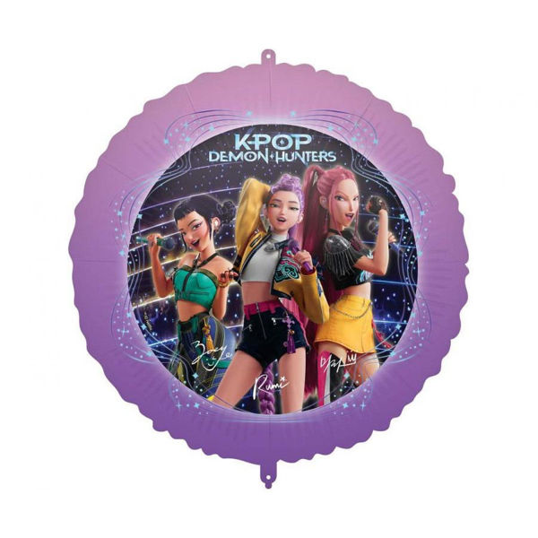 Palloncino mylar 45 cm K-Pop Demon Hunters rotondo viola