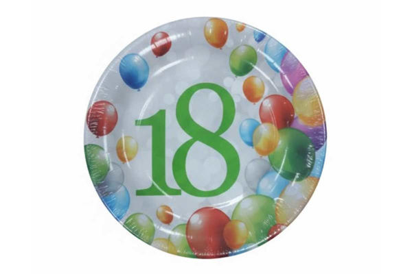 Piatti 18 cm 18° Compleanno 8 pezzi