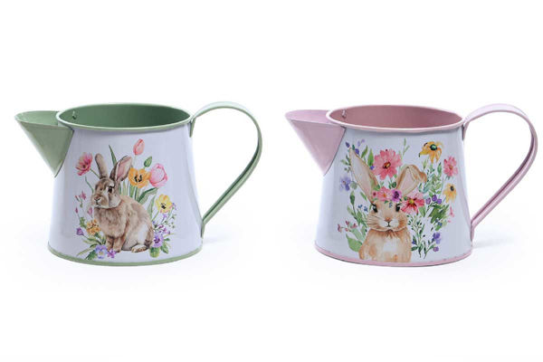 Vaso caraffa pasquale in metallo 18x11,5xh10,5 cm decorazione primavera