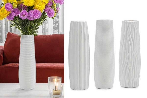 Vaso Bianco 45 Cm Alto Decorativo