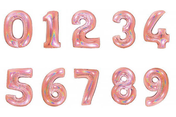 Palloncino Mylar Glitter 100 cm Rosa Gold Numeri 0-9
