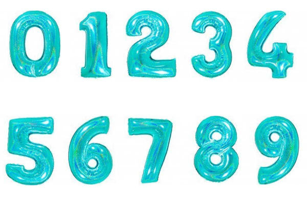 Palloncino numero Mylar Glitter 100 cm acqua marina