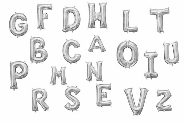 Palloncini Mylar 102 cm argento lettere A-Z
