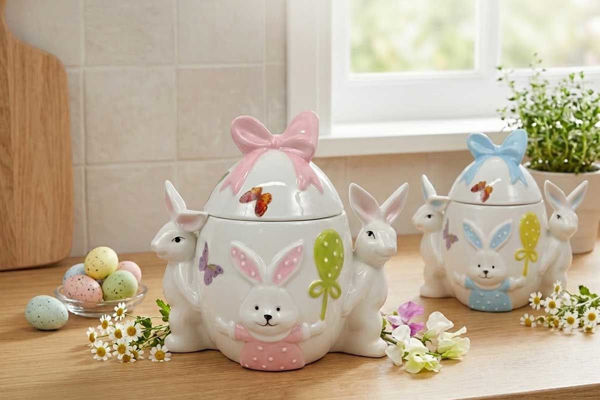 Barattolo uovo pasquale con coniglio Ø 8 cm