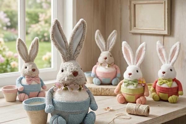 Coniglietto pasquale in pelliccia con cestino