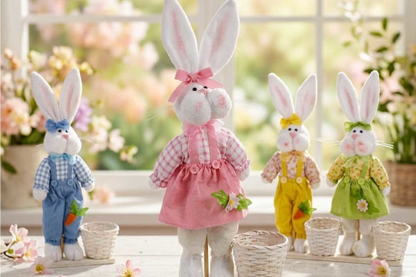 Coniglio in Piedi con Cesto Decorazione Pasquale