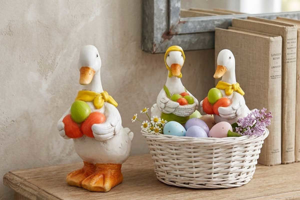 Papera pasquale con uova decorativa 23 cm