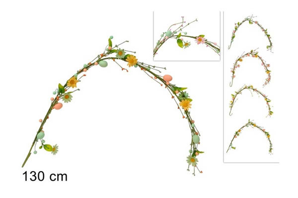 ghirlanda pasqua con uova colorate e fiori decorativi