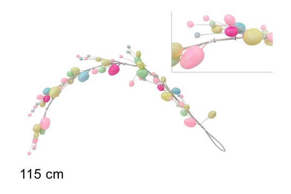 Ghirlanda Pasquale 115 cm con Uova Glitterate Decorativa
