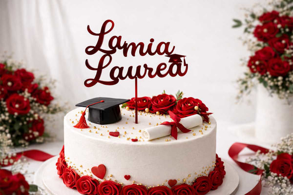 cake topper plexiglass la mia laurea con tocco decorazione torta laurea
