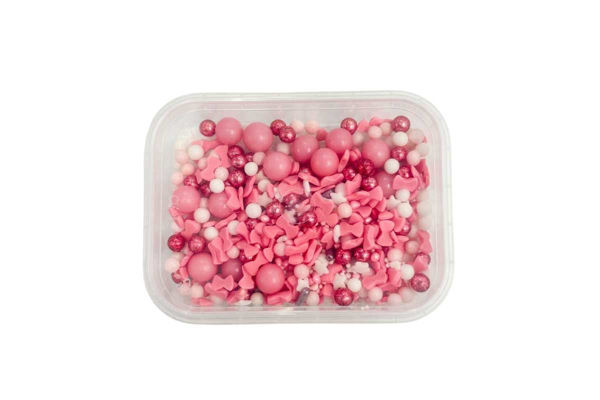 Fiocchi di zucchero rosa assortiti 50g decorazioni dolci e torte