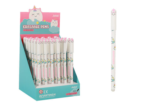 penna cancellabile con tappo unicorn