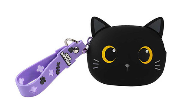 portamonete gatto nero kawaii per monete e piccoli oggetti