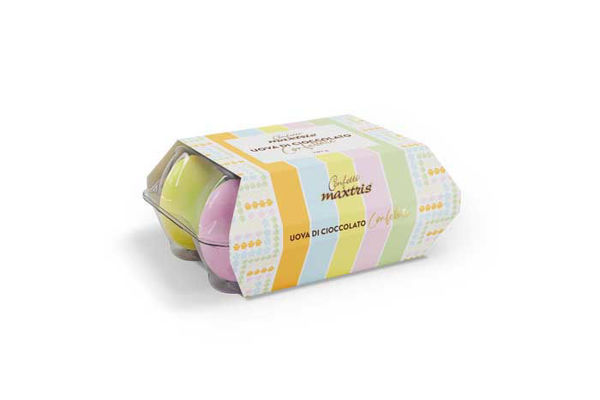 Uova di gallina cioccolato confettate Maxtris confezione 6 pezzi