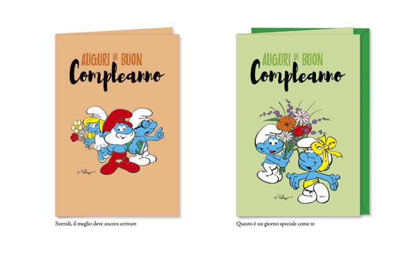 biglietto puffi compleanno