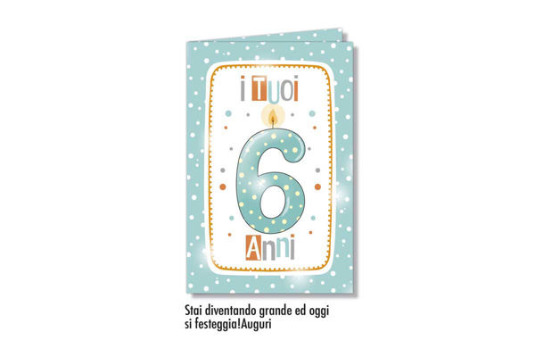 Biglietto Compleanno Bambini Numero 6 Pois
