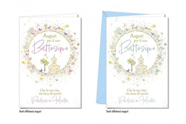 biglietto battesimo effetto cromo elegante