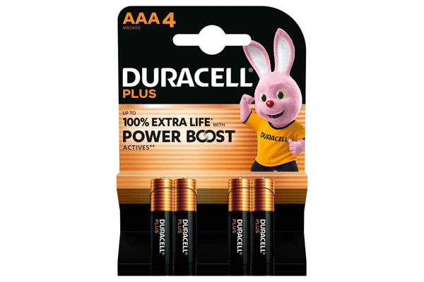 Duracell Plus AAA confezione 4 batterie ministilo alcaline