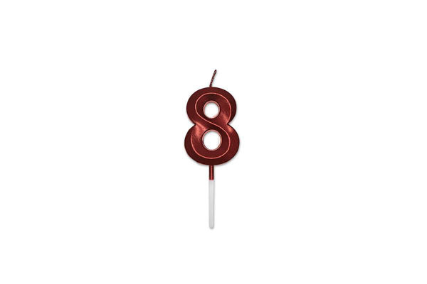 candela numero 8 rosso metal prestige decorazione torta compleanno