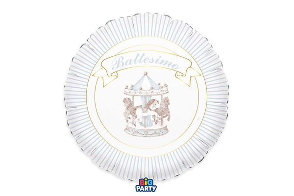 palloncino foil tondo 45 cm battesimo carillon celeste decorazione festa
