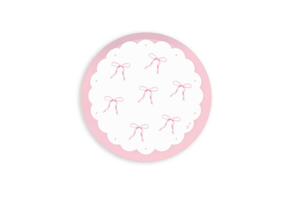 piatti pink bow party 18 cm fiocco rosa decorazioni tavola