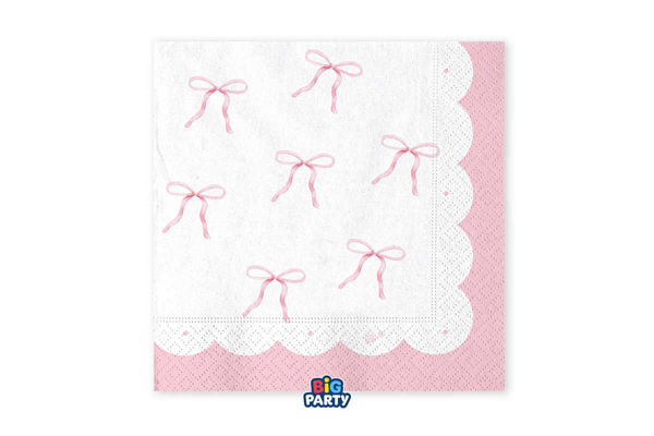 tovaglioli pink bow party 33x33 fiocco rosa decorazioni tavola
