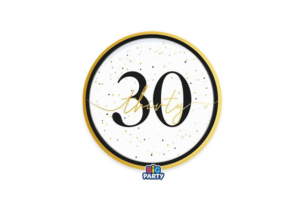 piatti happy birthday 30 prestige 18 cm decorazioni festa  Titolo immagine