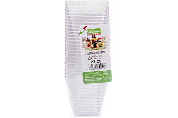 coppette trasparenti quadrate 60 cc sfizio mini dessert