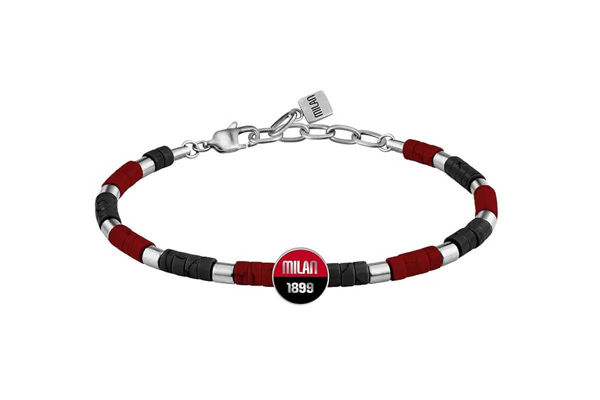 bracciale acciaio pietre ac milan gadget tifoso elegante