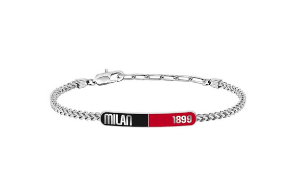 bracciale acciaio pietre ac milan gadget tifoso elegante