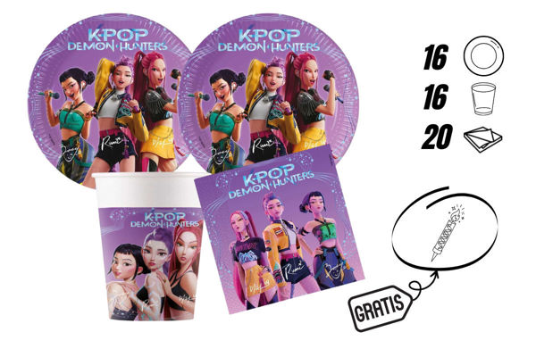 kit festa kpop demon hunters piatti bicchieri tovaglioli candelina omaggio