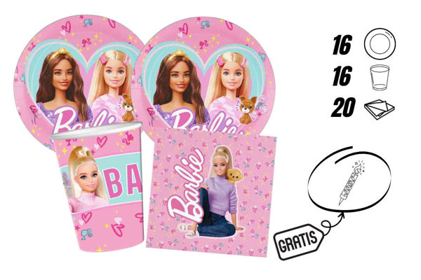 kit festa barbie 16 persone piatti bicchieri tovaglioli candelina