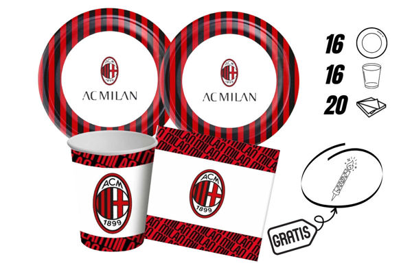 kit festa ac milan 52 pezzi piatti bicchieri tovaglioli