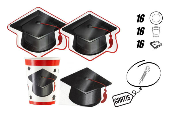 kit festa laurea 48 pezzi piatti bicchieri tovaglioli 16 persone